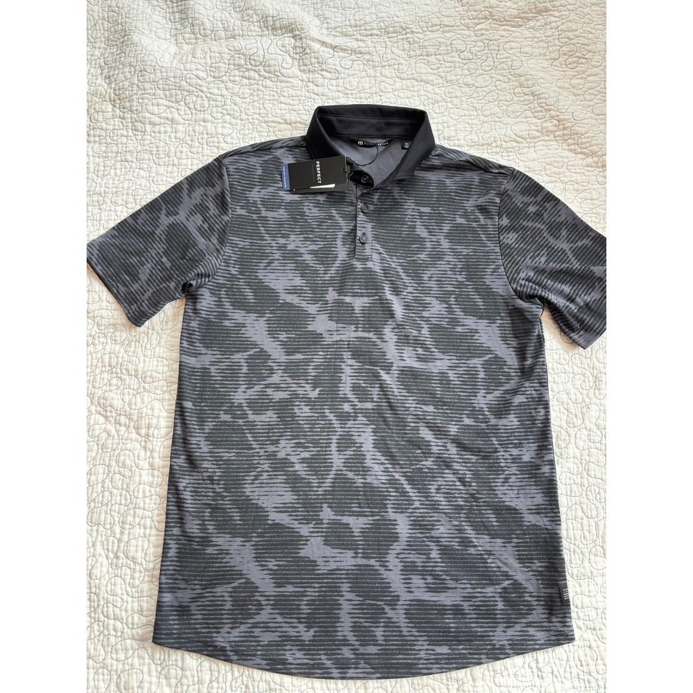 TravisMathew The Perfect Polo Study Abroad Mens Medium Grey Black Golf Shirt #13